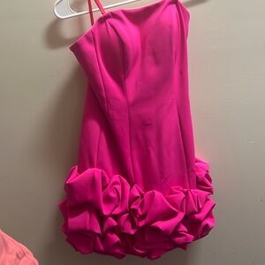 Ashley Lauren Pink Mini Dress with Ruffle Hem
